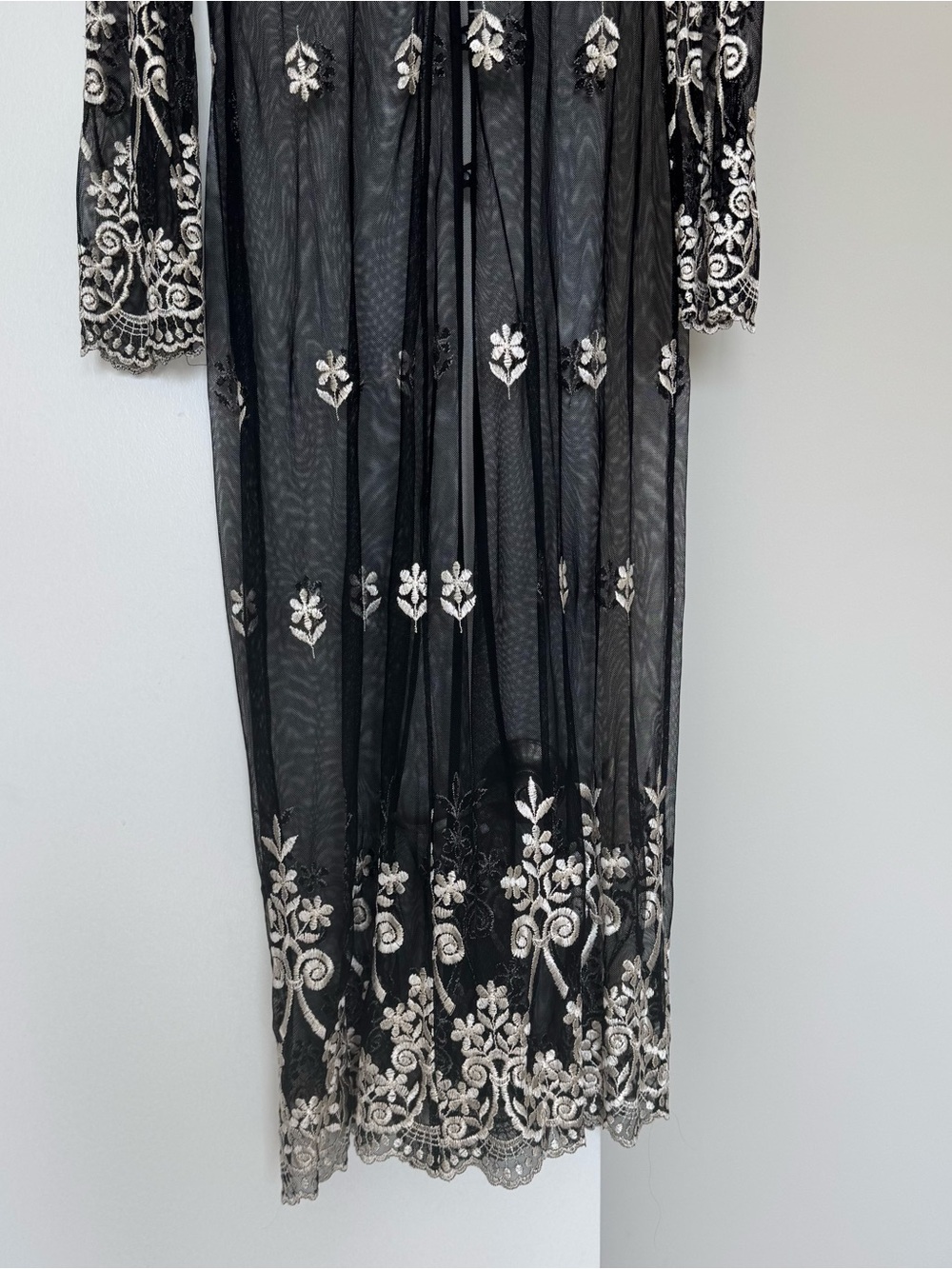 Vintage Sue Wong Embroidered Mesh Maxi Duster Small - Picture 6 of 9